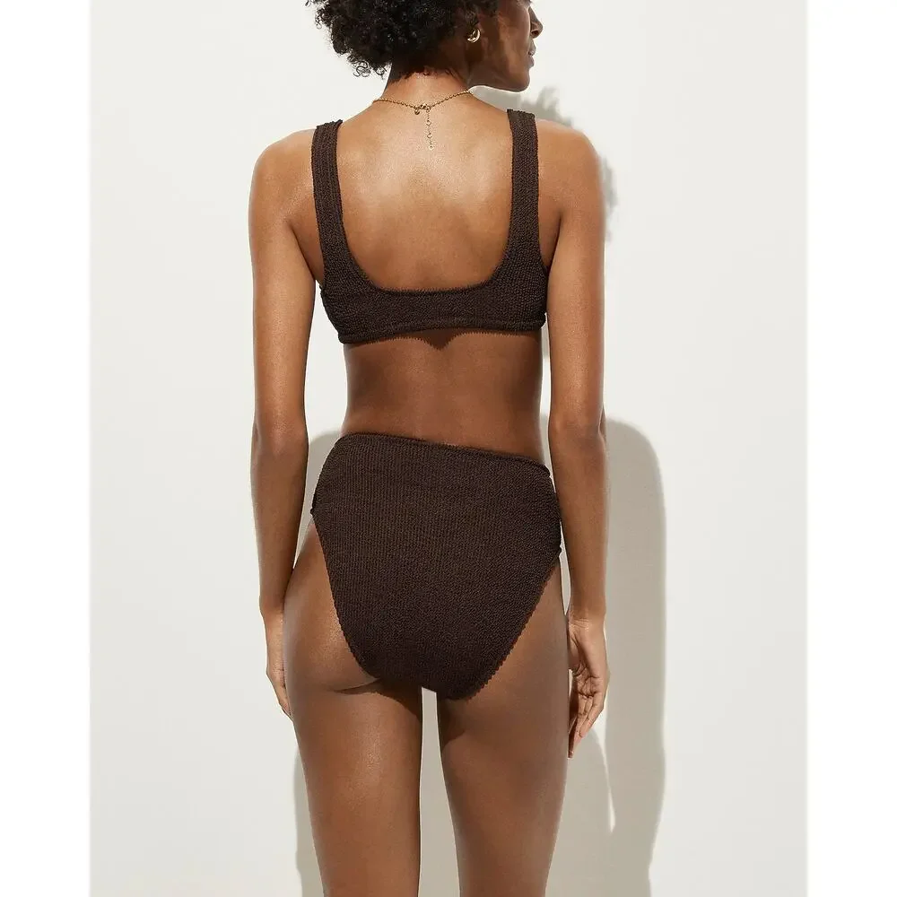 J.Crew Claudia O-ring scrunchie bikini top Inky Expresso XS